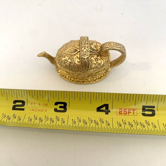 Corday Solid Perfume Empty Compact Le Pot D'Or Gold Tone Toujours Moi Watering - Picture 7 of 7